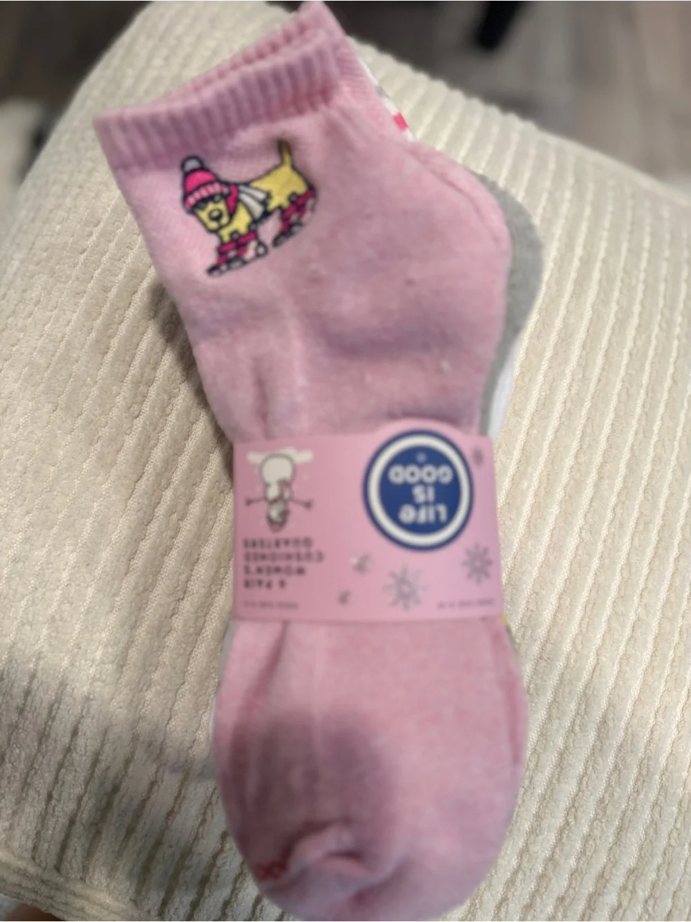 Life Is Good Women’s 6 Pack Cushioned Quarter Socks Pink Winter Snowman NWT